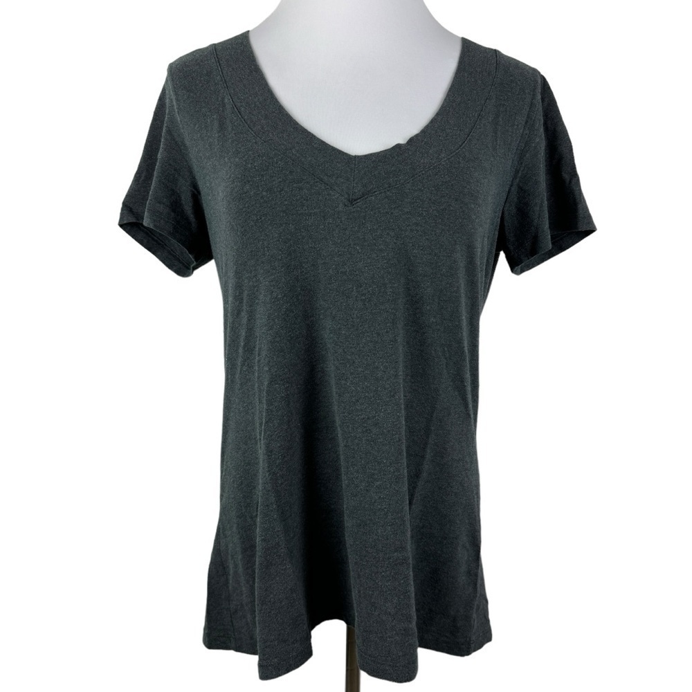 Ambiance Dark Gray Deep V-Neck Tee Women's Junior 2X Short Sleeve